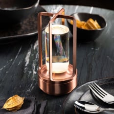 Cuba LED Cordless Table Lamp Brushed Copper 17.5cm