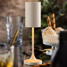 Cayman Micro LED Cordless Table Lamp Ceramic Cream 20cm