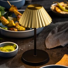 Aruba LED Cordless Table Lamp Black & Brushed Gold 23cm