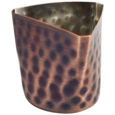 French Fry Cup with Triangle Mouth Hammered Antique Copper