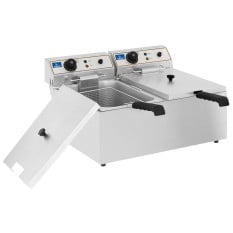 Hurricane Commercial Countertop Twin Tank Electric Deep Fat Fryer 2 x 10 Litre/3kW