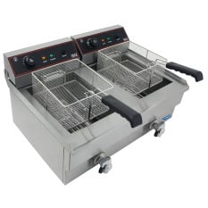 Hurricane Electric Countertop Fryer 2 x 16 Litres Twin Tank with Tap