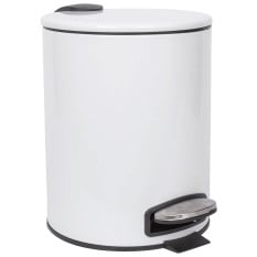 Pedal Bin Round White Stainless Steel 5 Litre
