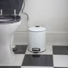 Pedal Bin Round White Stainless Steel 5 Litre