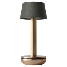 Churchill Humble Two Table Light Gold with Emerald Linen Shade