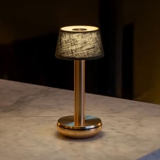 Churchill Humble Two Table Light Gold with Emerald Linen Shade