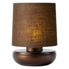 Churchill Humble Firefly Table Light Bronze with Brown Linen Shade