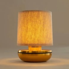 Churchill Humble Firefly Table Light Gold with Beige Linen Shade