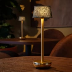 Churchill Humble Air Table Light Gold with Emerald Linen Shade