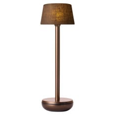 Churchill Humble Air Table Light Bronze with Brown Linen Shade