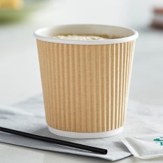 Recyclable Paper Cup Ripple Walled Kraft 118ml/4oz (Pack of 1000)