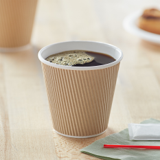 Recyclable Paper Cup Ripple Walled Kraft 236ml/8oz (Pack of 500)