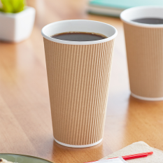 Recyclable Paper Cup Ripple Walled Kraft 453ml/16oz (Pack of 500)