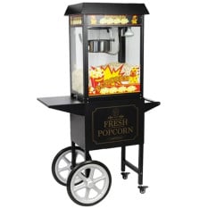 Haxro Commercial Popcorn Maker Popcorn Machine Mobile Cart 82.5cm 1.35kW Black