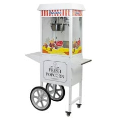 Haxro Commercial Popcorn Maker Popcorn Machine Mobile Cart 82.5cm 1.35kW White