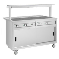 Buffalo Mobile Servery with Solid Heated Top 4x GN 1/1