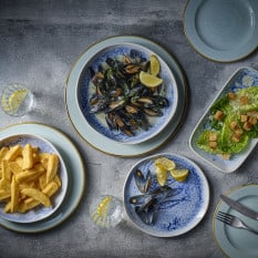 Churchill Inked Fresco Blue Natural Organic Plate 21.5cm/8.5" (Pack of 6)