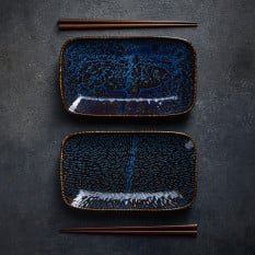 Churchill Inked Fresco Cascade Blue Natural Tray 22 x 13cm (Pack of 6)