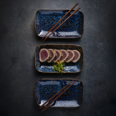 Churchill Inked Fresco Cascade Blue Natural Tray 26 x 15cm (Pack of 6)