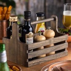Large Rustic Wooden Table Caddy (Pack of 2)