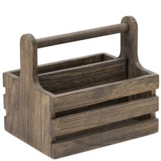 Medium Rustic Wooden Table Caddy (Pack of 2)