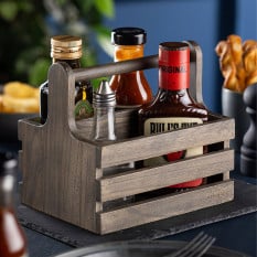 Medium Rustic Wooden Table Caddy (Pack of 2)