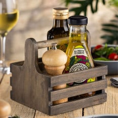 Small Rustic Wooden Table Caddy (Pack of 2)