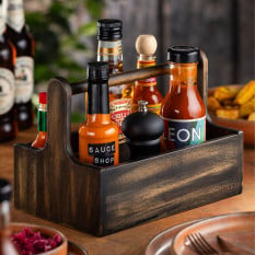 Large Black Wooden Table Caddy (Pack of 2)