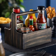 Medium Black Wooden Table Caddy (Pack of 2)