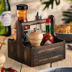 Small Black Acacia Wood Table Caddy (Pack of 2)