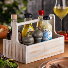 Large White Wooden Table Caddy (Pack of 2)