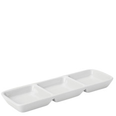 Titan White Triple Divided Dish 20 x 6.5cm/7.75 x 2.5" (Pack of 48)