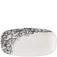 Churchill Studio Prints Kintsugi Accents Quartz Black Oblong Plate 35.2x18.7cm/11.75x6" - Overhead
