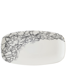 Churchill Studio Prints Kintsugi Accents Quartz Black Oblong Plate 35.2x18.7cm/13.875x7.375" - Overhead