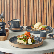 GenWare Kava Dark Grey Stoneware Raw Walled Plate 25cm/10" (Pack of 6)