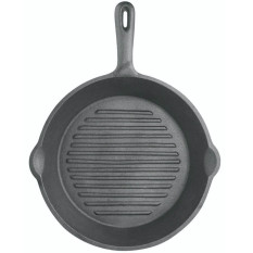 KitchenCraft Deluxe Cast Iron Round Ribbed Grill Pan 24cm