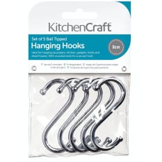 KitchenCraft Chrome Plated 'S' Hooks 8cm (Pack of 5)