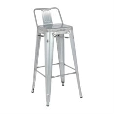 Bolero Bistro Steel High Stool with Backrest Galvanised (Pack of 4)