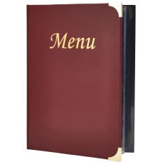 A4 Menu Holder Wine Red 8 Sides (4 Pages)