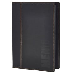 Contemporary A5 Menu Holder Black 4 Pages