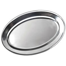 Oval Meat Flat Stainless Steel 20 x 16cm/8 x 6.25"