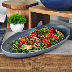 Grey Copenhagen Oval Melamine Deep Dish 55 x 27.5 x 7.5cm