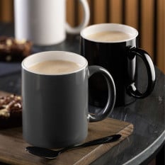 Pure White Straight-Sided Black Mug 340ml/12oz (Pack of 12)