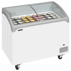Tefcold Display Chest Freezer Sliding Curved Glass Lid 218 Litre