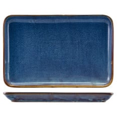 Terra Porcelain Aqua Blue Rectangular Platter 30 x 20cm (Pack of 3)