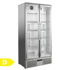 Prodis Upright Stainless Steel Back Bar Bottle Cooler Beer Fridge Double Hinged Door 560L