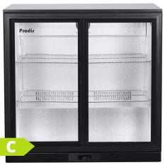 Prodis Low Energy Back Bar Bottle Cooler Beer Fridge Double Sliding Door 181 Litre
