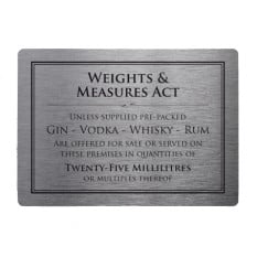 Modern Bar Notices - Eights And Measures Act 25ml