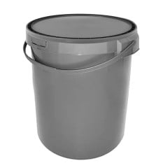 20 Litre Recycled Plastic Grey Bucket & Lid With Handle & Double Lock