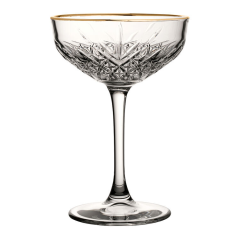 Timeless Vintage Coupe Glasses Gold Rim 270ml/9.5oz (Pack of 4)